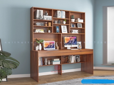 Bàn học đôi tích hợp giá sách lớn BH6875