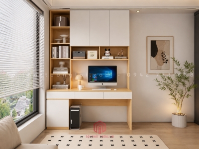 Bàn học, bàn làm việc có giá sách lớn kèm hộc ngăn kéo BH6879