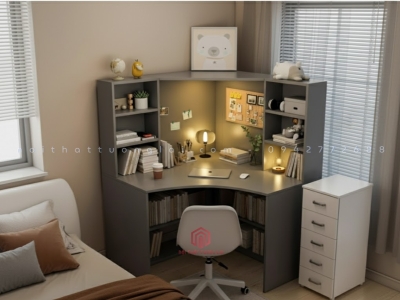 Bàn học - bàn làm việc góc tường tối ưu không gian BH6842