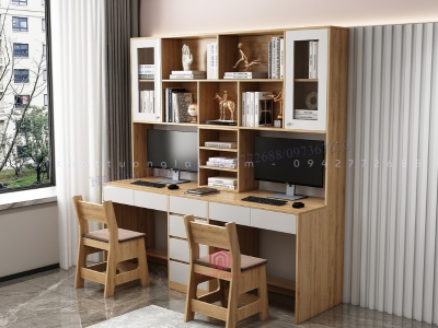 Bàn học đôi kèm giá sách đẹp BH6802