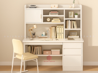 Bàn học đơn kèm giá sách thiết kế hiện đại đủ kích thước BH6845