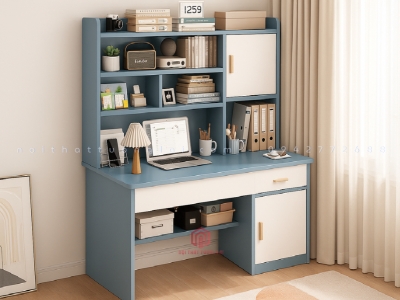 Bàn học đơn liền giá sách dài 1m cho bé BH6843