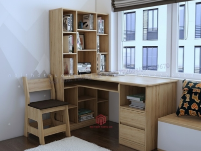 Bàn học góc đẹp có giá sách BH6803