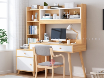 Bàn học kèm giá sách đẹp BH6851