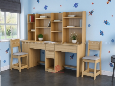 Bàn học sinh đôi có giá sách cho bé BH6801