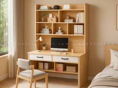 Bàn học sinh kèm giá sách đẹp cho học sinh BR6809