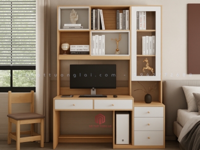 Bàn học sinh kèm giá sách đẹp hiện đại BH6819