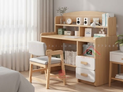 Bàn học sinh liền giá sách mẫu mới 2024 BR6805