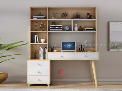 Bàn học sinh, sinh viên kèm giá sách đẹp - hiện đại BH6848