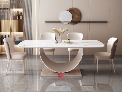 Bộ bàn ăn gia đình sang trọng 4 ghế mặt đá nhập khẩu BA6805