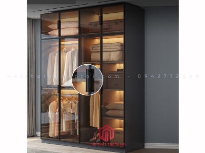 Tủ quần áo cánh kính cường lực 4 cánh mở CK6803