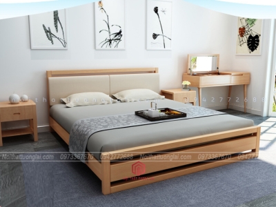 Giường ngủ gỗ Sồi tự nhiên GN6807