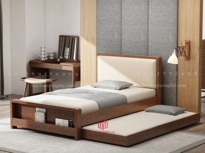 Giường ngủ gỗ tự nhiên có thêm giường phụ GN6823