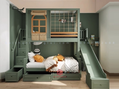 Giường tầng có cầu trượt, thiết kế cực đẹp GT6835