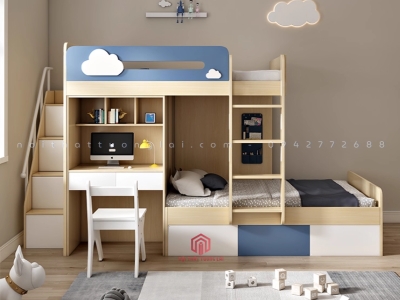 Giường tầng hiện đại kèm tủ quần áo cho bé GT6847