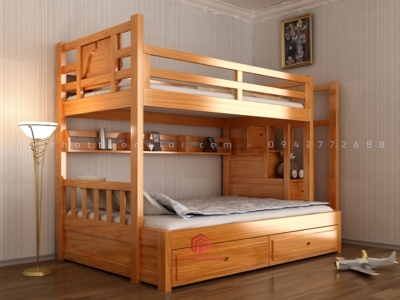 Giường tầng trẻ em có bàn học GT6805