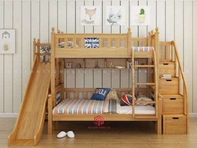 Giường 2 tầng có cầu trượt đẹp cho bé - An toàn, tiện dụng cho bé GT6827
