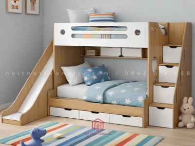 Giường 2 tầng có cầu trượt đẹp độc đáo cho bé GT6875