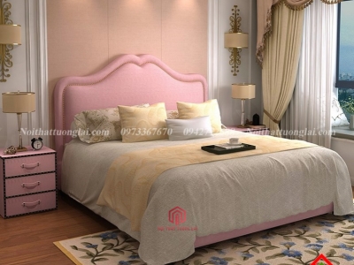 Giường ngủ bọc nỉ tân cổ điển GN6816