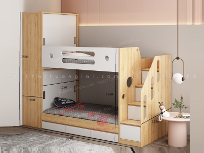 Giường tầng cho bé kết hợp tủ quần áo GT6817