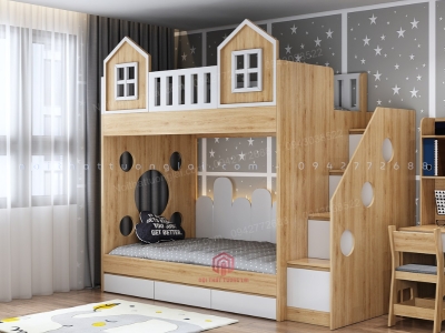 Giường tầng gỗ công nghiệp hình ngôi nhà GT6820
