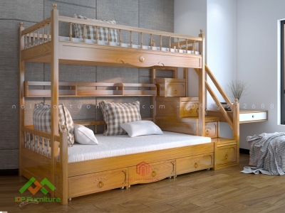 Giường tầng  gỗ tự nhiên cho bé GT6824
