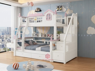 Giường tầng gỗ tự nhiên thiết kế hiện đại GTS6841