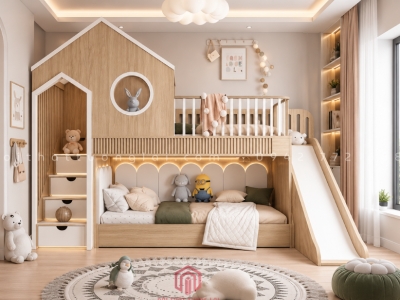 Giường tầng trẻ em có cầu trượt tiết kiệm tích GT6876