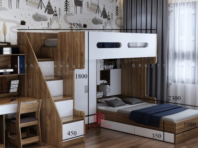 Giường tầng trẻ em gỗ Công Nghiệp đẹp GT6804