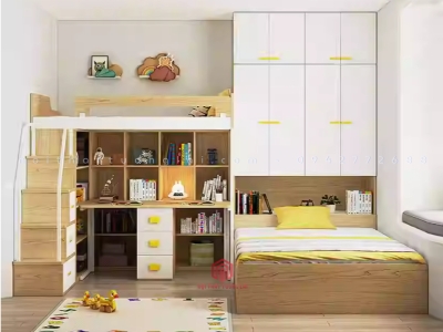 Giường tầng trẻ em tích hợp tủ quần áo và bàn học GT6829