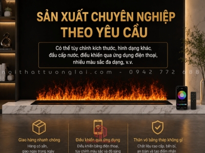 Lò sưởi Trang trí 4D Hơi Nước Kích Thước 120cm LS4D6802