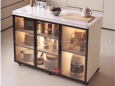 Mẫu bàn đảo đẹp mini có bánh xe BD6803