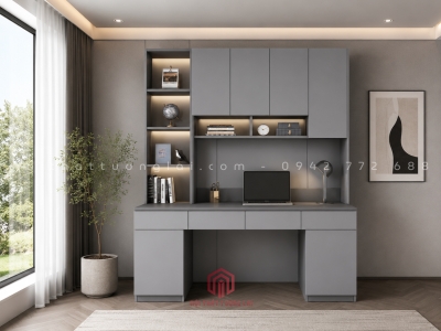 Mẫu bàn học cho học sinh cấp 3 liền giá sách BH6880
