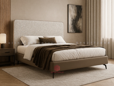 Mẫu giường ngủ bọc nỉ đẹp hiện đại GDN6802