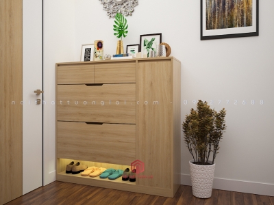 Mẫu tủ giầy thông minh thiết kế hiện đại loại mỏng 25cm TG6804
