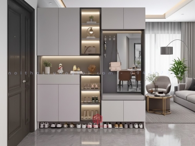 Một số mẫu tủ giày truyền thống cao kịch trần , thay đổi thiết kế, kích thước theo nhu cầu