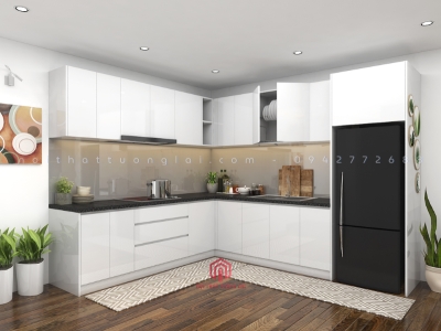 Tủ bếp hiện đại gỗ công nghiệp Dongwha Phủ melamin chống xước TB6803