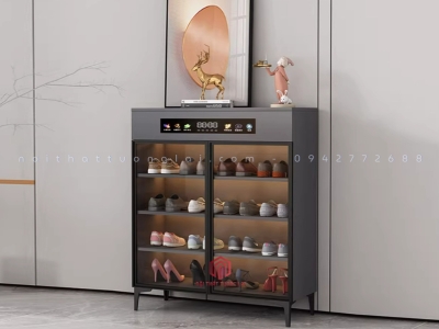 Tủ đựng giày cánh kính có máy khử trùng, diệt khuẩn mẫu mới 80cm TG6890
