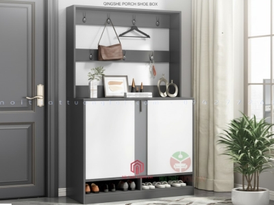 Tủ giày 2 cánh, tủ giày kết hợp móc treo đồ TG6826