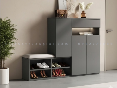 Tủ giày kèm đôn có đèn led hiện đại TG6845