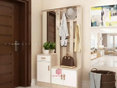 Tủ giày liền đôn ngồi kết hợp gương và giá treo đồ TG6821