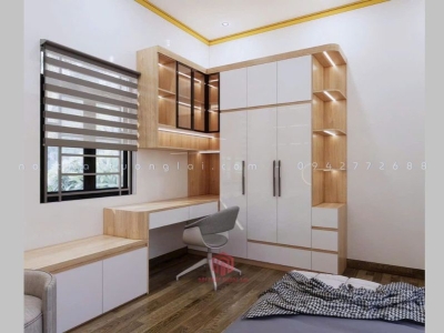 Tủ quần áo kết hợp bàn học mẫu mới TA6802