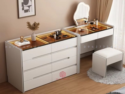 Bàn trang điểm mặt kính cường lực hiện đại kiêm tủ đựng đồ BP6815