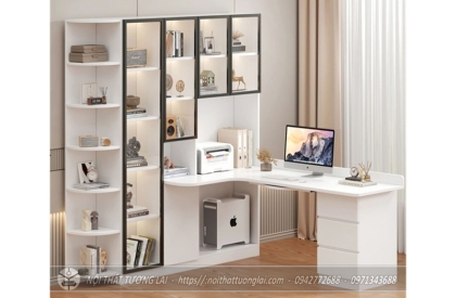 Bàn học đơn giá sách chữ L nhiều kích thước BH6873