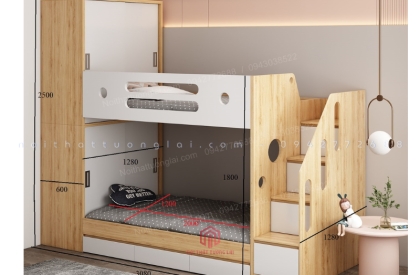 Giường tầng cho bé kết hợp tủ quần áo GT6817