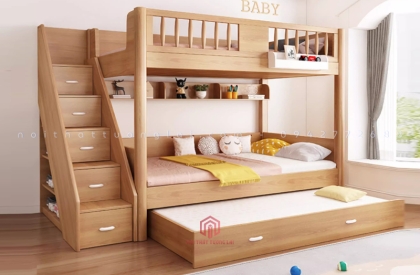 Giường 3 tầng gỗ sồi Nga GT6869