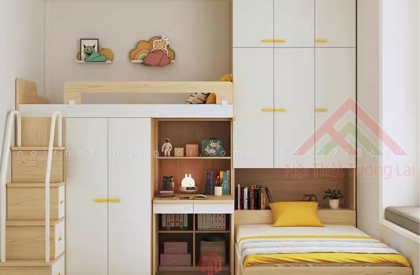Giường tầng trẻ em tích hợp tủ quần áo và bàn học GT6829