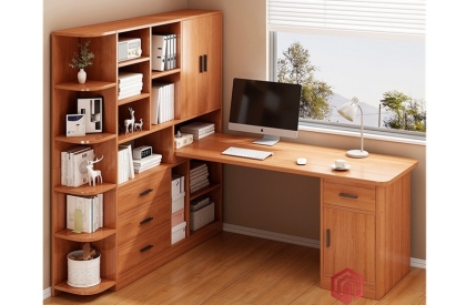 Bàn học đơn kèm giá sách góc tường BH6871