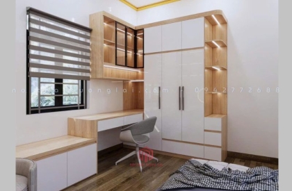 Tủ quần áo kết hợp bàn học mẫu mới TA6802