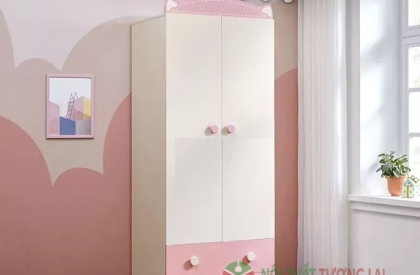 Tủ quần áo trẻ em mầu hồng 2 cánh QA6812